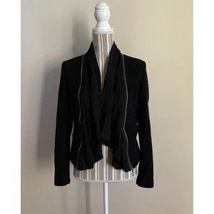 MISS ME Womens Moto Biker Open Front Faux Leather Jacket Black Size Small